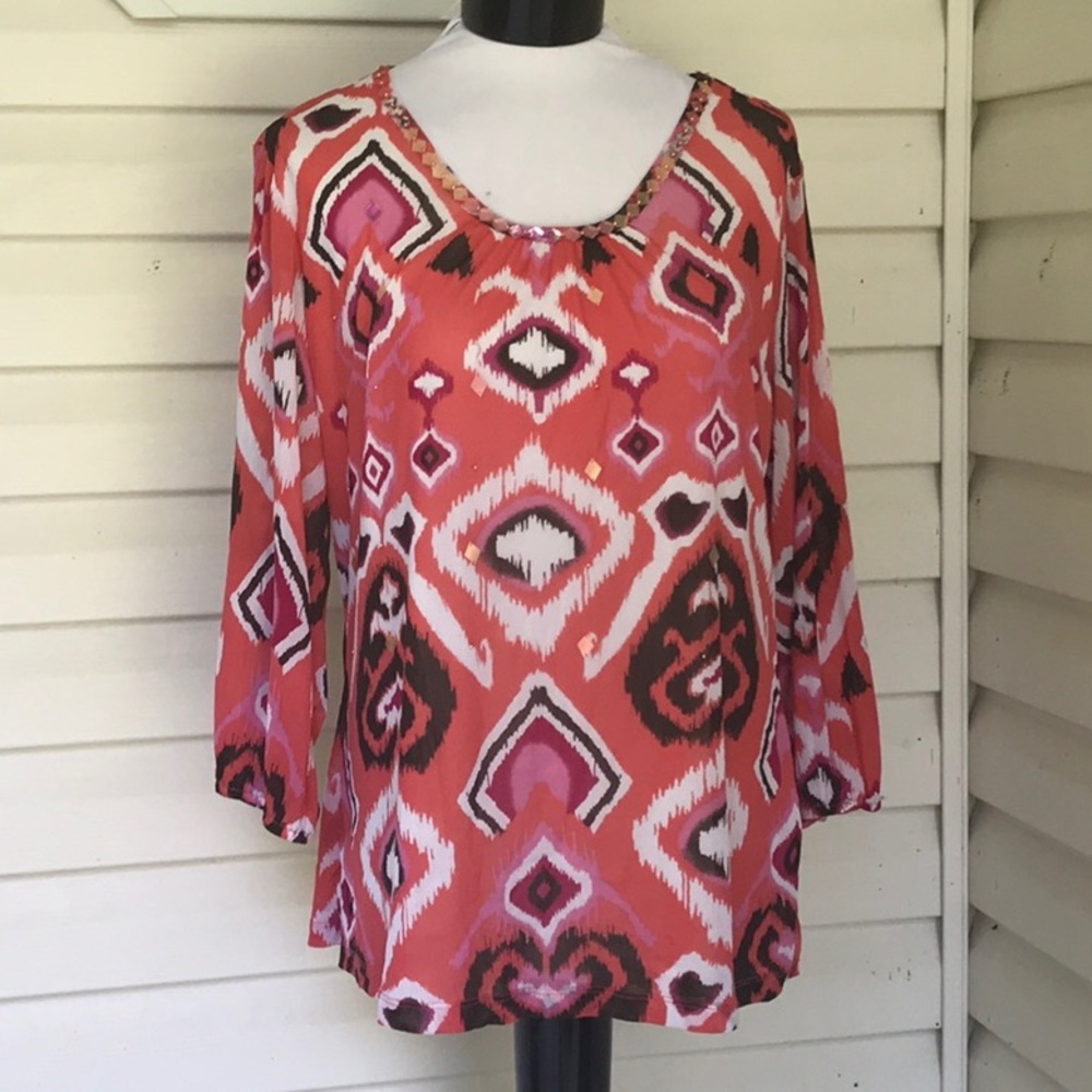 Laura Ashley pink long sleeve print shirt